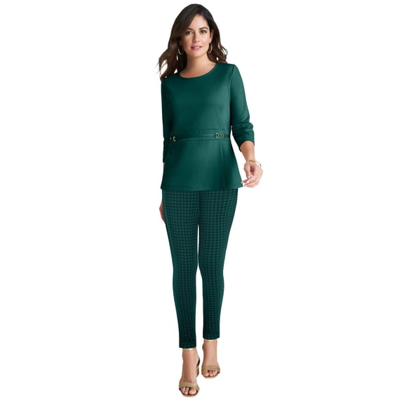 Jessica London Women's Plus Size Ponte Belted Top