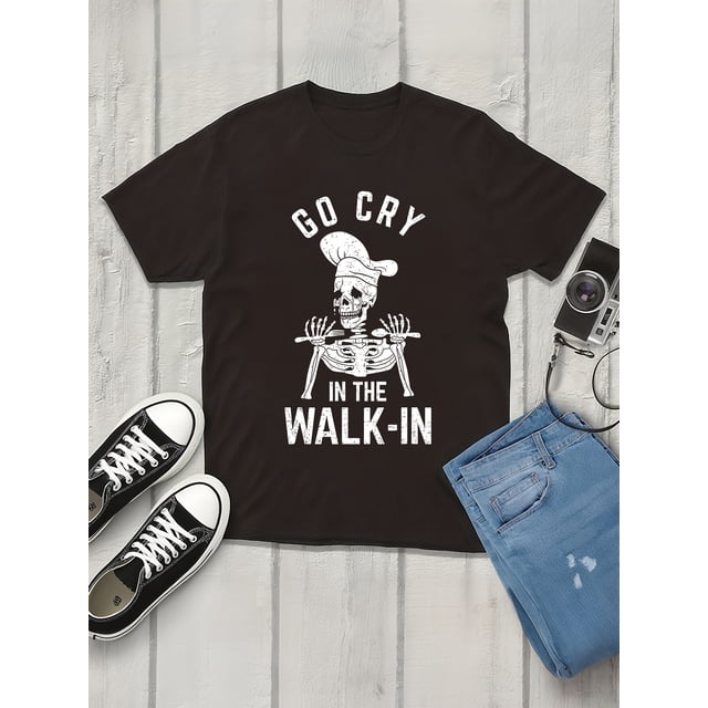 T-shirt Graphique Squelette Humour Gothique pour Hommes "Go Pry in the WalkIn" Col Rond Doux pour Tous les Jours & Halloween Coupe Régulière Haut Décontracté Toutes Saisons Vêtements pour Hommes T-Shirt