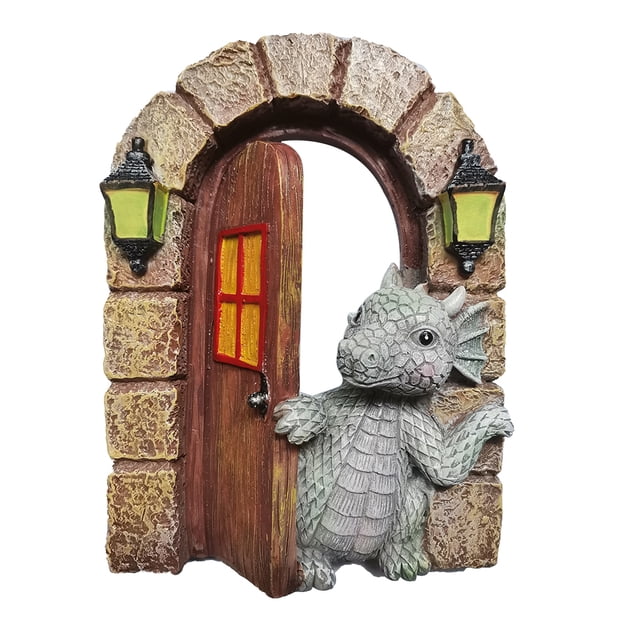 Escultura De Dinosaurio Escultura De Dinosaurio Dinosaurio Escalada Ventanas Escultura Jardín Dragón Apertura Puerta Estatua (B)
