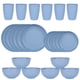 thumbnail image 1 of Nvzi 24pcs Wheat Straw Dinnerware Set,Plates and Bowls Set,Camping Dish Set for 6, Plastic Dinnerware Set,Dishwasher Safe Dinnerware Set,Blue, 1 of 5