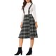 thumbnail image 4 of Falda de tirantes de tartán para mujer Inspire Chic, vintage, de cintura alta, estilo A-line, midi, vestido overall, negro, 4 of 6