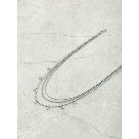 Believe by Brilliance Fine Silver Plated Triple Layer Necklace, 1 Piece