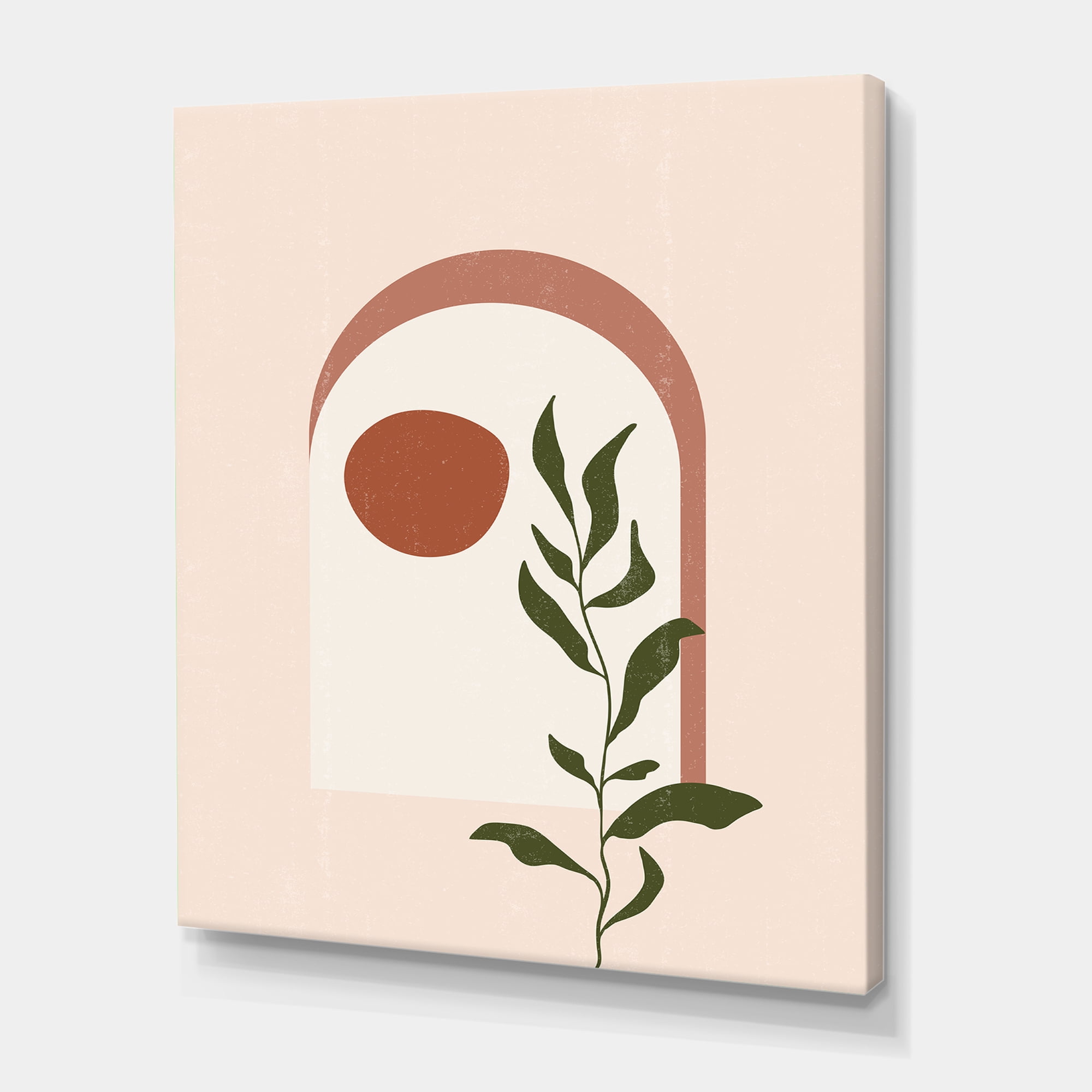 Designart ' Abstract Geometrical Leaf With Moon III ' Modern Canvas Wall Art Print