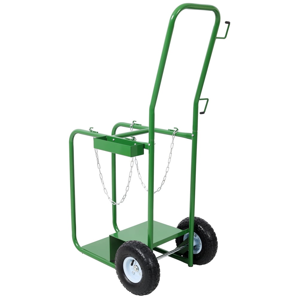440lbs capacity Cylinder Cart, Welding Cylinder Hand Truck, Large Dual Oxygen Tank 9.5" Cart Dolly With 8-Inch Solid Rubber Wheels