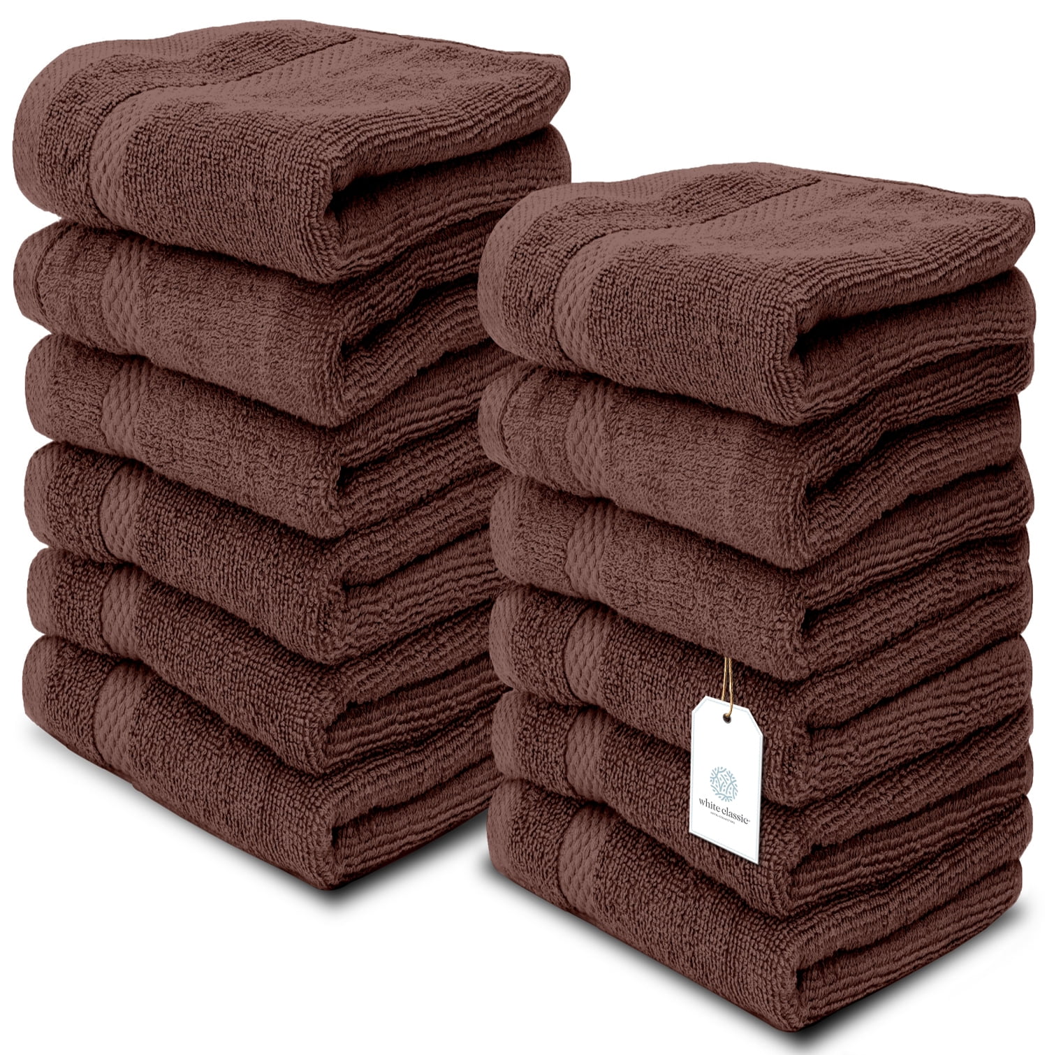 Details about   WhiteClassic Luxury Cotton Washcloths 13x13 Hotel Face TowelBrown 12/Pack 