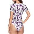 thumbnail image 4 of Naloa Violets Flowers Women's Short-Sleeved Onesie, One-Piece Swimsuit for Parties, dates, clubs - X-Large, 4 of 9