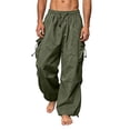thumbnail image 3 of Men's Casual Cargo Pants Joggers Trousers Drawstring Elastic Waist Straight Leg Loose Fit Quick Dry Lightweight Breathable Versatile Function Pockets Daily Streetwear Athletic, 3 of 8