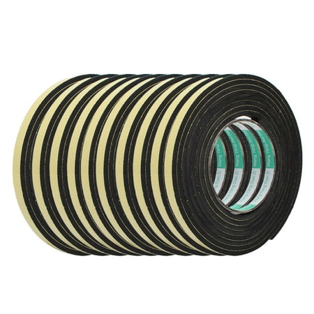 10pcs 9.8Ft 12mm x 4mm Single-side Adhesive Shockproof Sponge Tape Yellow Black