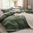 thumbnail image 2 of Green Duvet Cover Queen Size - Soft Prewashed Queen Duvet Cover Set, 3 Pieces,, 2 of 7