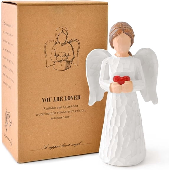 CEYAZYE Guardian Angel Figurines Heartholding Angel Statue for Retirement Memorial Sympathy Gifts and Home Decor