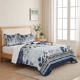 thumbnail image 5 of Quilts Twin Size Bedding Set, Navy Blue Poinsettia Christmas Lightweight Quilted Comforter, Xmas Winter Flowers Leaves Soft Reversible Bedspread Coverlet with Pillow Covers for All Season, 68" x 86", 5 of 9
