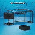 thumbnail image 2 of 79" Gaming Desk with RGB Lights, Large Curved Computer Table with Power Outlets, USB-C, Monitor Stand, Keyboard Tray & 2 Drawers, Black Steel & Particle Board Office Desk, 2 of 7