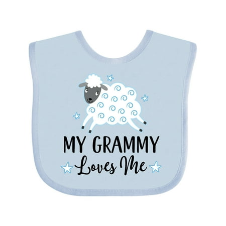 

Inktastic Grammy Loves Me Grandson Lamb Gift Baby Boy or Baby Girl Bib