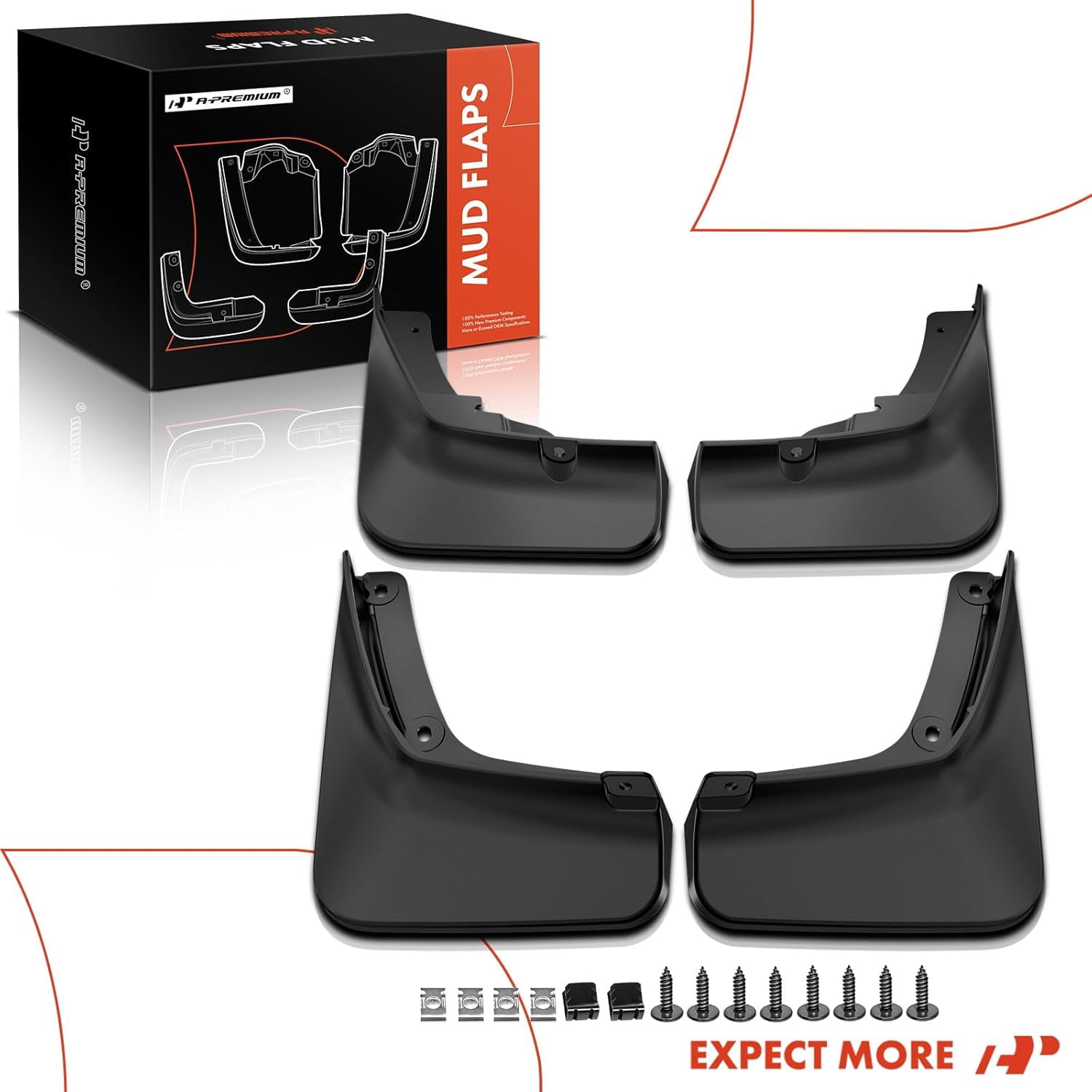 A-Premium Set of 4PCS Mud Flaps Splash Guards Mudflaps Mudguards with Hardware Kits Compatible with Lincoln Nautilus 2024 2025, Front & Rear (Driver and Passenger Side)