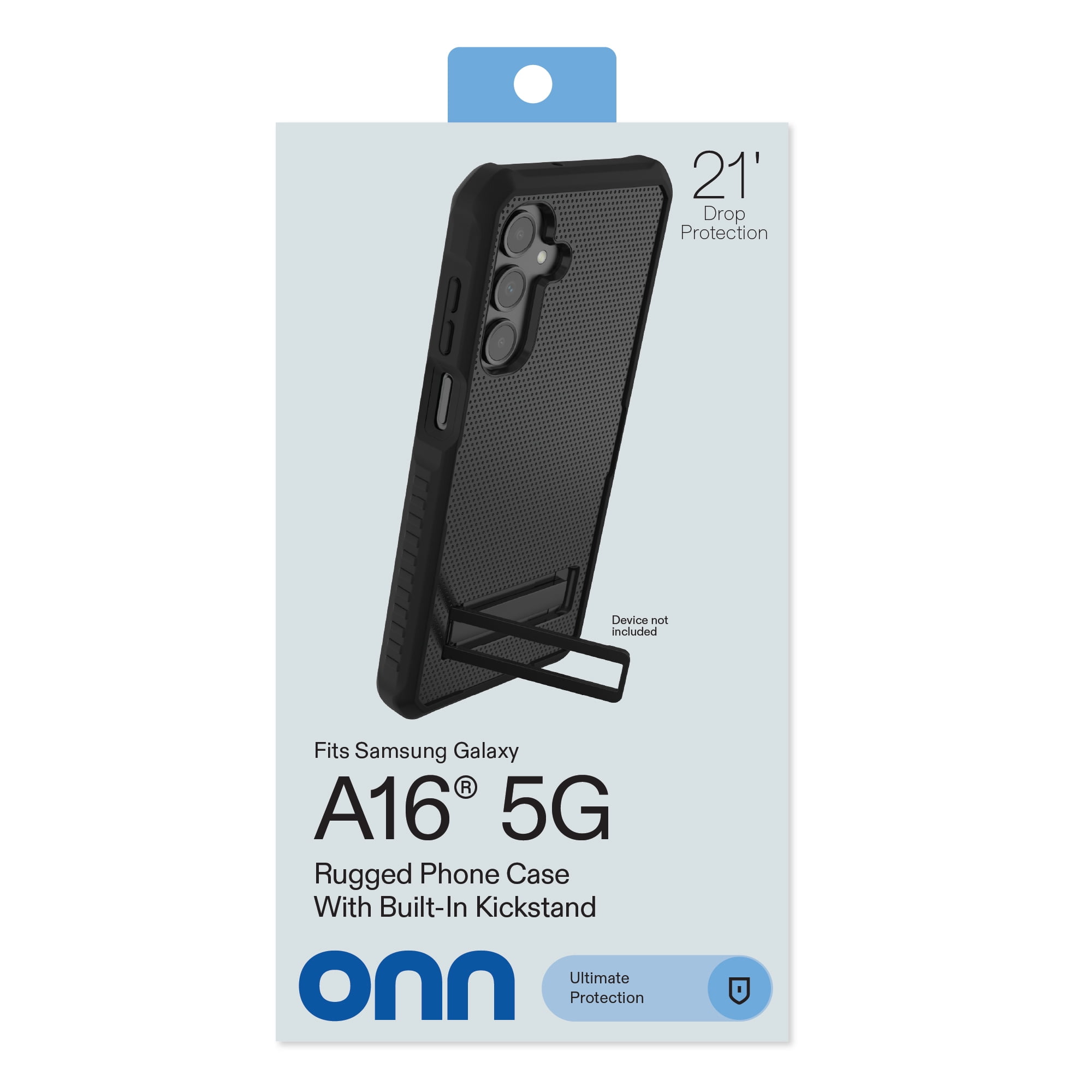 onn Rugged Phone Case with Kickstand for Samsung Galaxy A16 5G - Black