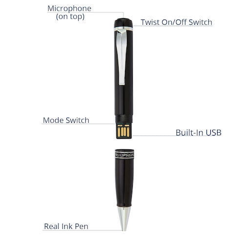 PenRecorderPro VA30 Voice Activated Recorder Pen, 30 Day Battery Life, Small Audio Recording Device