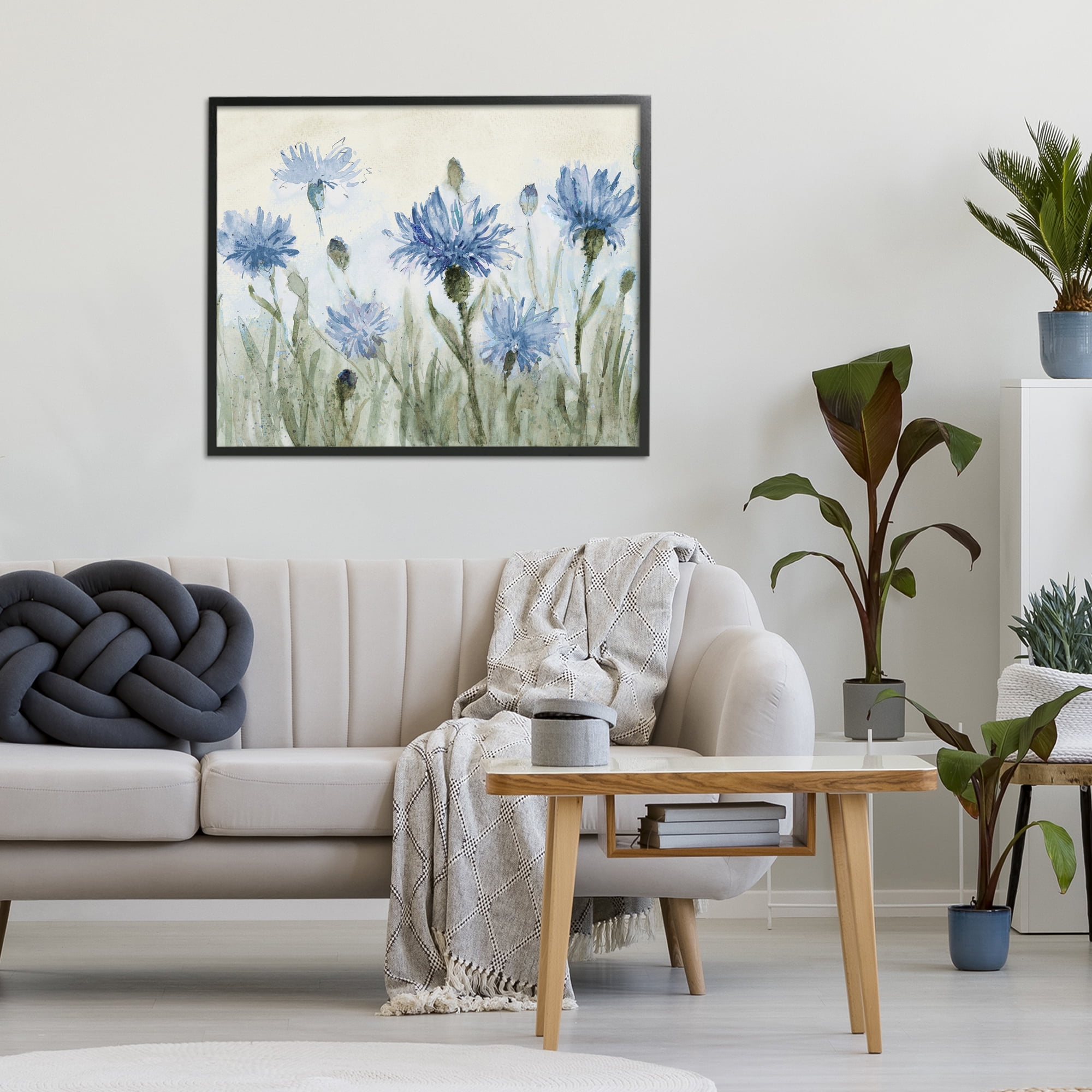 Stupell Industries Blue Cornflowers Meadow Black Framed Giclee Art, design by Lanie Loreth
