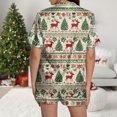 thumbnail image 5 of felwors Women Christmas Pajamas Set Silk Satin Short Sleeve Button Down Top and Shorts Plus Size Soft Sleepwear Lounge Xmas Pjs Beige, S, 5 of 6