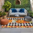 thumbnail image 2 of Thanksgiving Pumpkins Outdoor Rug for Patio/Deck/Porch, Non-Slip Large Area Rug 3 x 5 Ft, Fall Orange Maple Farmhouse Check Indoor Outdoor Rugs Washable Area Rugs, Camping Rug Carpet Runner, 2 of 8