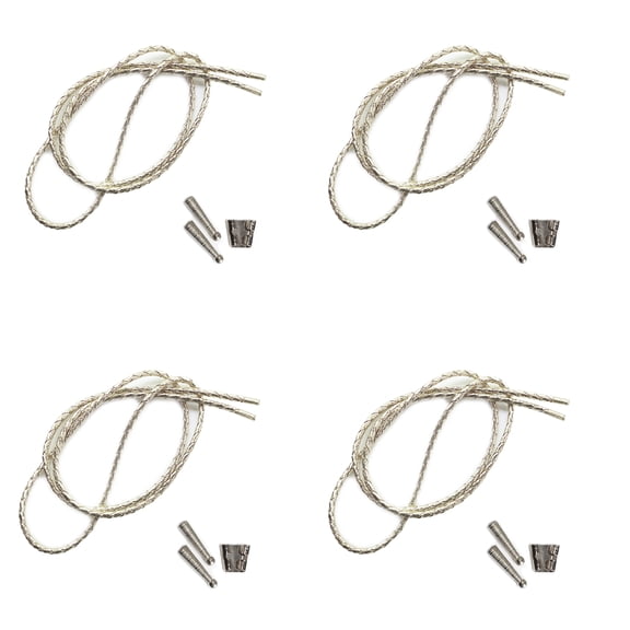 Blank Bolo Tie Kit Standard Slide Ridge Tip Silvertone Parts Silver Vinyl Pk/4