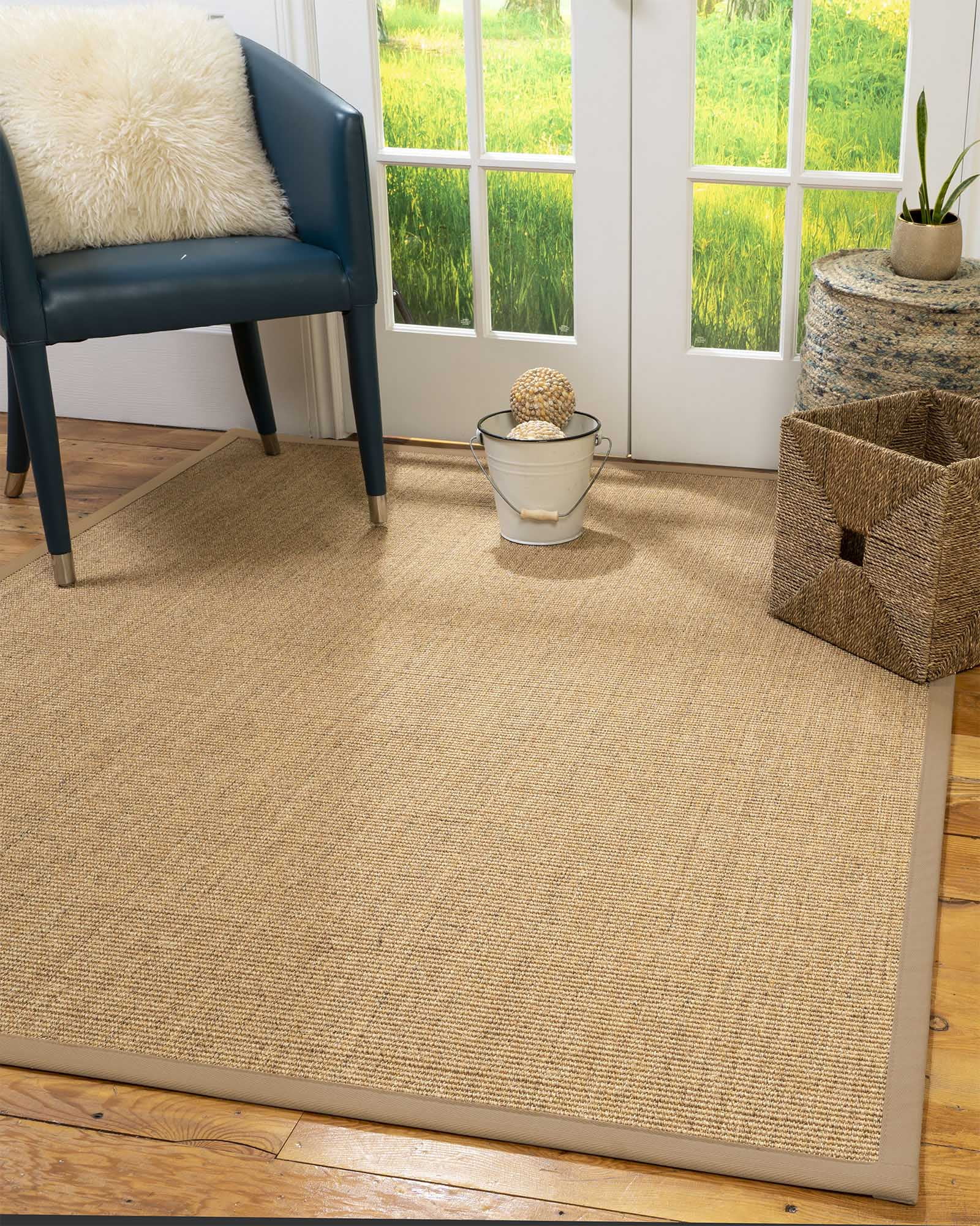 Natural Area Rugs Melrose Custom Sisal Rug, 8' x 10', Oval Wheat Border