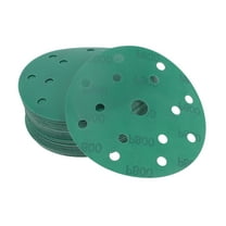 Unique Bargains Car Sanding Discs 6" 15 Hole 800 Grit Abrasion Resistance | Round Hook and Loop Sandpaper Green 50 Pcs