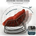 thumbnail image 4 of Outdoor Rocking Chair, Patio Oversized Wicker Egg Rocking Chair, Indoor & Outdoor Comfy Rocker Chair with Thick Cushion, Modern Lounge Chair for Balcony, Front Porch, Garden, Backyard, Deck, Orange, 4 of 17