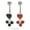 Red, variant on Jeweled Heart with Triple Jewel Dangler Belly Ring