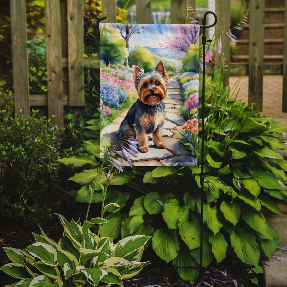 Yorkshire Terrier Spring Path Garden Flag 11.25 in x 15.5 in