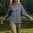 thumbnail image 6 of Dwellite Women Rain Jacket with Hood Lightweight Windbreaker Athletic Running Top Zip Up Outdoor Coat 2026 Light Gray S, 6 of 6