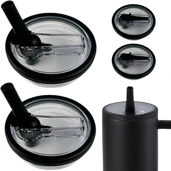 2Pcs 40 oz Tumbler Flip Straw Lid Replacement Fit, Replaceble Tumbler Flip Straw Lid, Spill Proof Splash Resistant Tumbler Lids, Tumbler Cover for Car Cup and 40 oz Cup