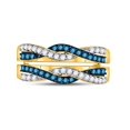 thumbnail image 2 of 10kt Yellow Gold Womens Round Blue Color Enhanced Diamond Band Ring 1/2 Cttw, 2 of 4