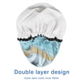 thumbnail image 4 of Shower Caps,Blue Marble Gold Wave Pattern Waterproof Shower Cap for Women 4 Pieces,Double Reusable Hair Cover for Shower PEVA Elastic Stretch Hem, 4 of 7