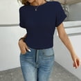 thumbnail image 2 of Clearance! Delayuji Womens Short Sleeve Tops Spring/Summer Splicing Fashion Round Neck Short Sleeve T Shirt for Xl Blue, 2 of 5