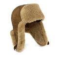 thumbnail image 3 of Leather Aviator Russian Ushanka Trapper Shearling Sheepskin Fur Ear Flap Waterproof Winter Hat (US, Alpha, XX-Large, Bronze), 3 of 6
