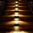 thumbnail image 2 of Paquete de 6 luces y escalones de escalera para exteriores con energía solar para patio, luces y escalones para cerca de patio con energía solar para exteriores (marrón - luz cálida) brillar Electrónica, 2 of 5