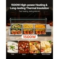 thumbnail image 2 of VEVOR Commercial Food Warmer, 1500W Electric Stainless Steel Steam Food Warmer with Glass Cover, Countertop Buffet Bain Marie with Three 1/2 Size Food Pans, 2 of 9