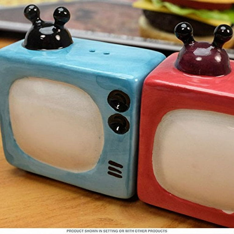 Retro Televisions Ceramic Magnetic Salt Pepper Shakers