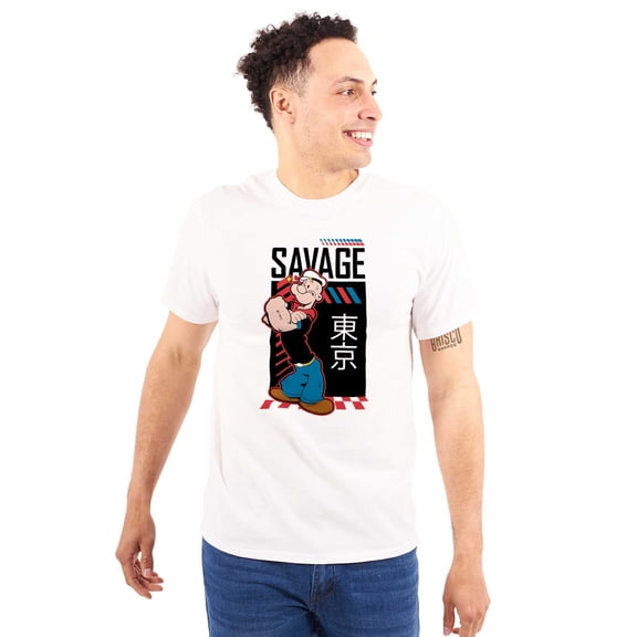 Popeye Kanji Savage Sailor Cartoon Men's Graphic T Shirt Tees Brisco Brands S