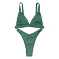 thumbnail image 4 of Women's Bikini Set Solid Color Two Piece Casual Sexy Swimsuit Fashion Beachwear for Vacation Pool Party,Army Green,L, 4 of 6