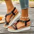 thumbnail image 2 of Wedge Sandals for Women Wedge Open Toe Summer Daily Shoes Outdoor Indoor Fashion Casual Summer Boho Thick Heel Comfy Sandals Women Beach Shoes, 2 of 10