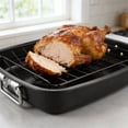 thumbnail image 6 of 17Inch Carbon Steel Baking Pan With V-Shape Grill Roasting Rack Multipurpose Turkey Roasting Tray with Handles for Oven, 6 of 8