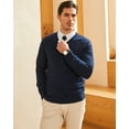 thumbnail image 2 of Kallspin Men's V Neck Sweater Cotton Relaxed Fit Long Sleeve Knit Lightweight Pullover(Navy Blue,3X-Large), 2 of 9