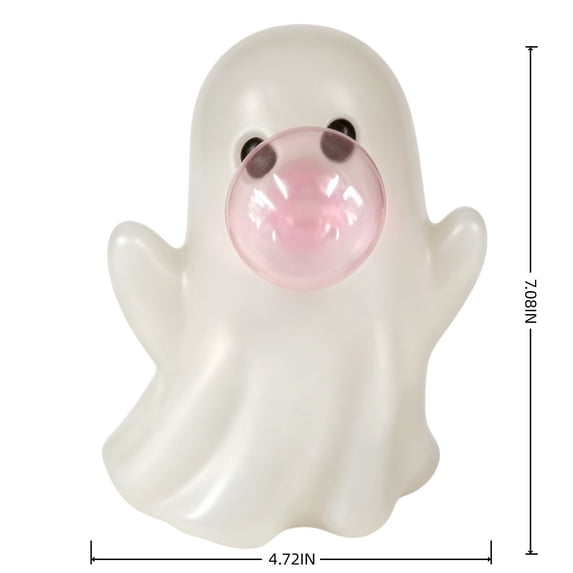 MYUNNIL Halloween Blowing Ghost Light, Glowing Mini Cute LED Ghost Bubbles Resin Tabletop Ornament, 7 Inch Soft Warm Accent Seasonal Decoration for Shelf Bedroom Desktop & Holiday Gift, Pink