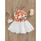 thumbnail image 4 of SAYOO Conjunto de Falda Infantil de 2 Piezas, Camisola de Patchwork con Tirantes de Espagueti con Estampado Floral para Niñas Bebés + Falda de Color Sólido Ahuecada con Cinturón SAYOO Moda, 4 of 8