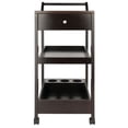 thumbnail image 3 of Jeston Espresso Wood Entertainment Cart with Removable Serving Tray, Wine Storage Rack, Dual Drawers, Locking Caster Wheels, Mobile Bar Cart for Kitchen & Dining Room, 3 of 9