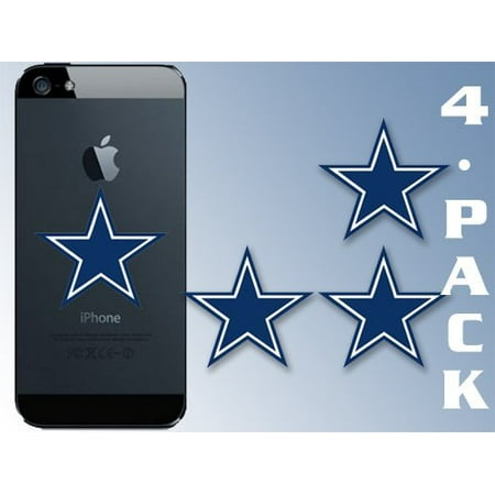 Fan Club Sticker - 4-PACK Small Dallas Blue Star Stickers (cowboy logo dak fan laptop)