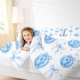 thumbnail image 3 of Manfei Blue Bow Disco Ball Love Heart Full Size Comforter Sets for Boys Girls, Cute Ribbon Bedding Sets, Reversible, 3 Pieces, 3 of 6
