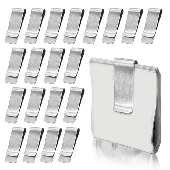 20Pack Stainless Steel Money Clip Silver Slim Cash Clip,Card Holder Metal Clips Minimalist Pocket Wallet