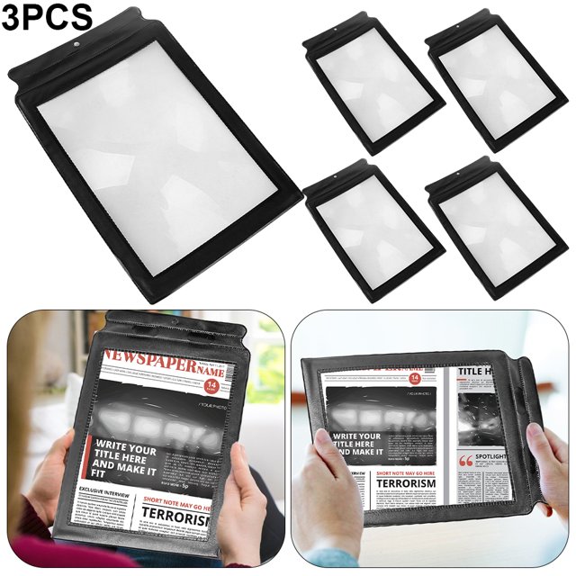 Borde Mano Superficie Suave A4 Lectura para Personas Mayores Lupa 3x Lupa Portátil Ultrafina PVC Plana Página Completa